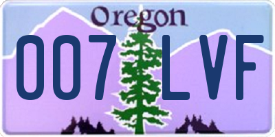 OR license plate 007LVF