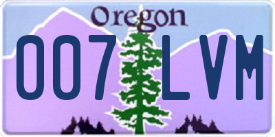 OR license plate 007LVM