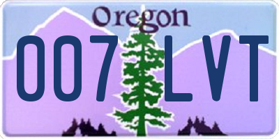 OR license plate 007LVT