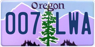 OR license plate 007LWA
