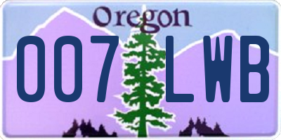 OR license plate 007LWB