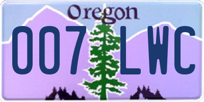 OR license plate 007LWC