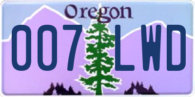 OR license plate 007LWD