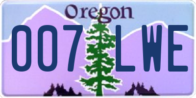 OR license plate 007LWE