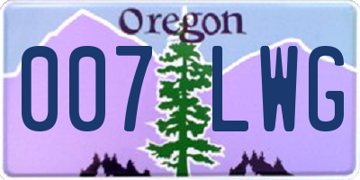 OR license plate 007LWG