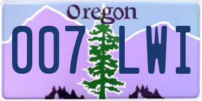OR license plate 007LWI