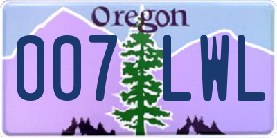 OR license plate 007LWL