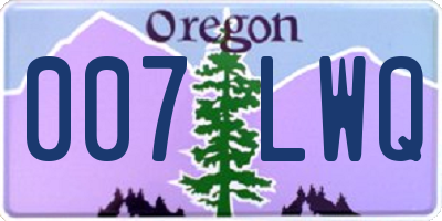 OR license plate 007LWQ