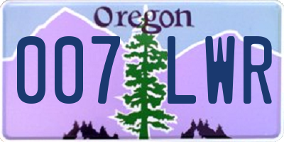 OR license plate 007LWR