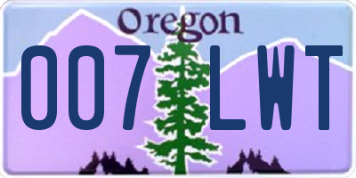 OR license plate 007LWT