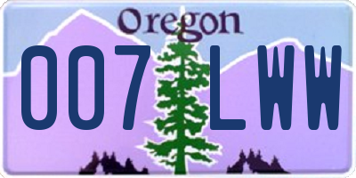 OR license plate 007LWW