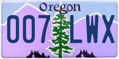 OR license plate 007LWX