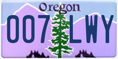 OR license plate 007LWY