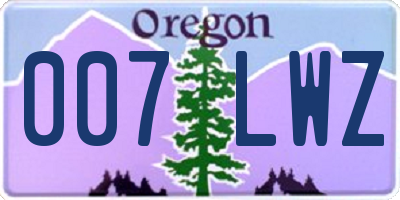 OR license plate 007LWZ