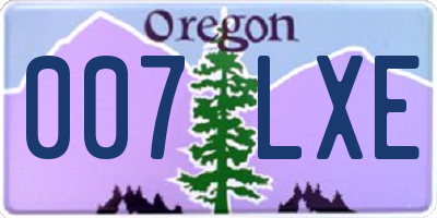 OR license plate 007LXE