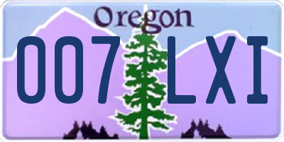 OR license plate 007LXI