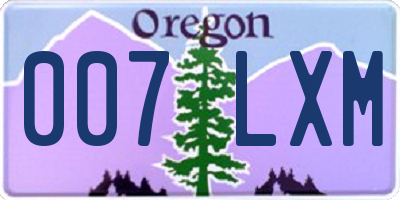 OR license plate 007LXM