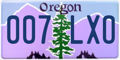 OR license plate 007LXO