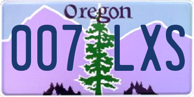 OR license plate 007LXS