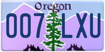 OR license plate 007LXU