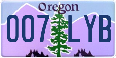 OR license plate 007LYB