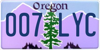 OR license plate 007LYC