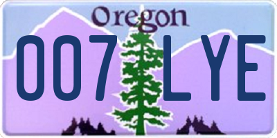 OR license plate 007LYE