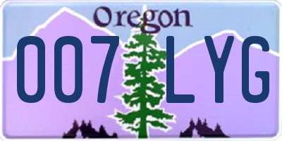 OR license plate 007LYG