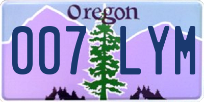 OR license plate 007LYM