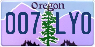 OR license plate 007LYO
