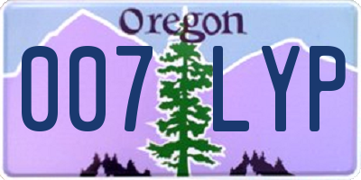 OR license plate 007LYP
