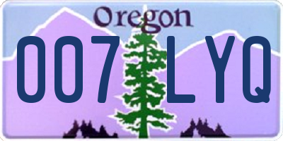 OR license plate 007LYQ