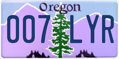 OR license plate 007LYR