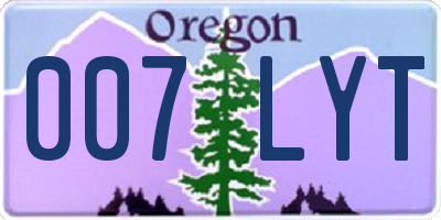 OR license plate 007LYT
