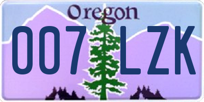 OR license plate 007LZK