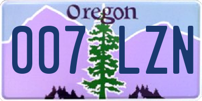 OR license plate 007LZN