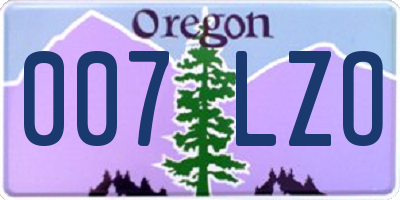 OR license plate 007LZO