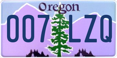 OR license plate 007LZQ