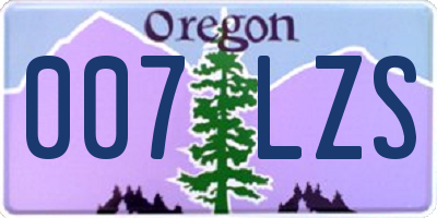 OR license plate 007LZS