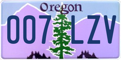 OR license plate 007LZV