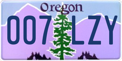 OR license plate 007LZY