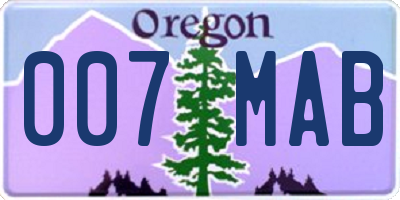 OR license plate 007MAB