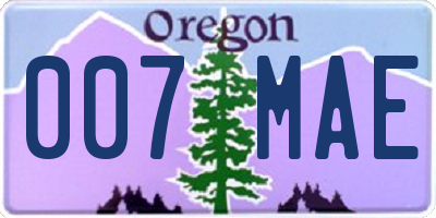 OR license plate 007MAE