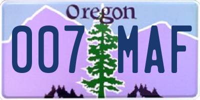 OR license plate 007MAF