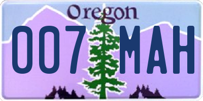 OR license plate 007MAH