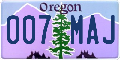 OR license plate 007MAJ