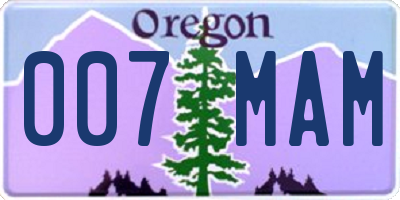 OR license plate 007MAM