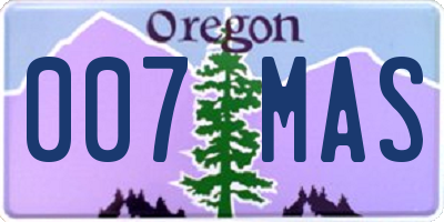 OR license plate 007MAS