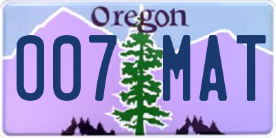 OR license plate 007MAT