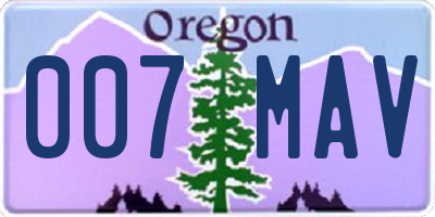 OR license plate 007MAV